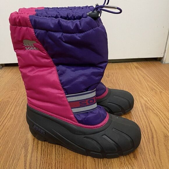 SOREL fleece line rubber outdoor winter snow boots purple pink size US 6 eu 38 - Picture 2 of 7